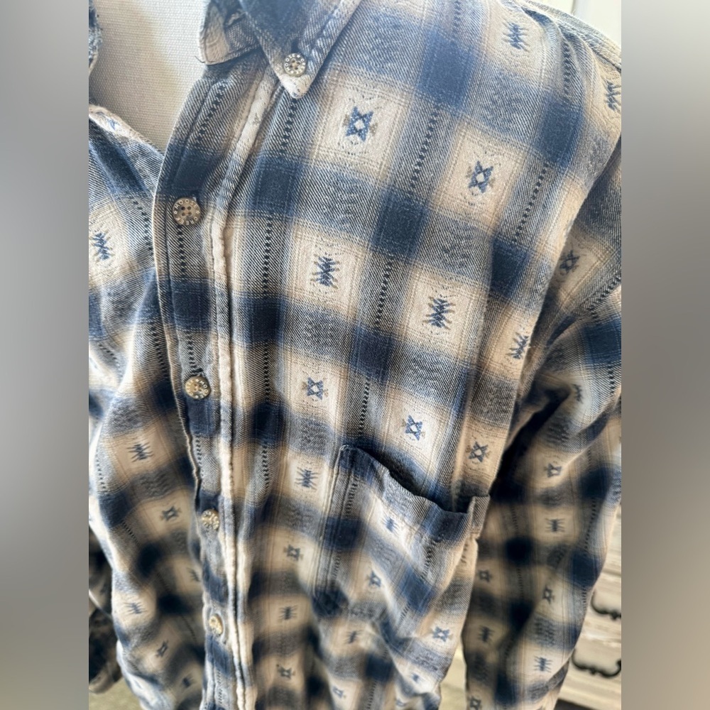 Moose Creek Blue Plaid Western Flannel Shirt XXL 100% Cotton - Picture 2 of 8